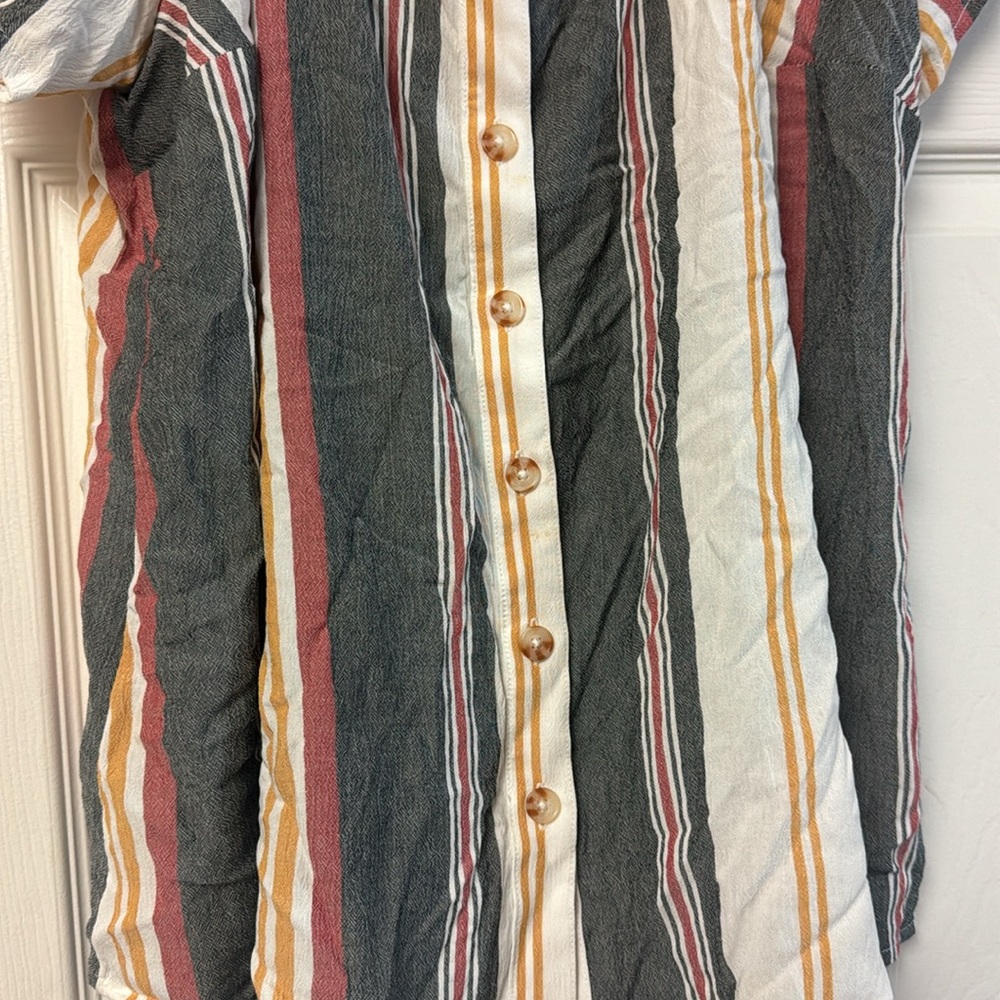Torrid cream navy red striped boho off the shoulder  button summer top XXL - Picture 5 of 10